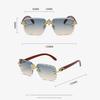 Vintage Rimless Square Sunglasses Punk Fashion Diamond Cross Shades Luxury Brand Designer Unisex