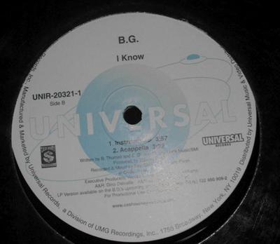 12inch Record B.G. - I Know UNIR203211 UNIVERSAL 2000 US Rap & Hip-Hop/R&B Used