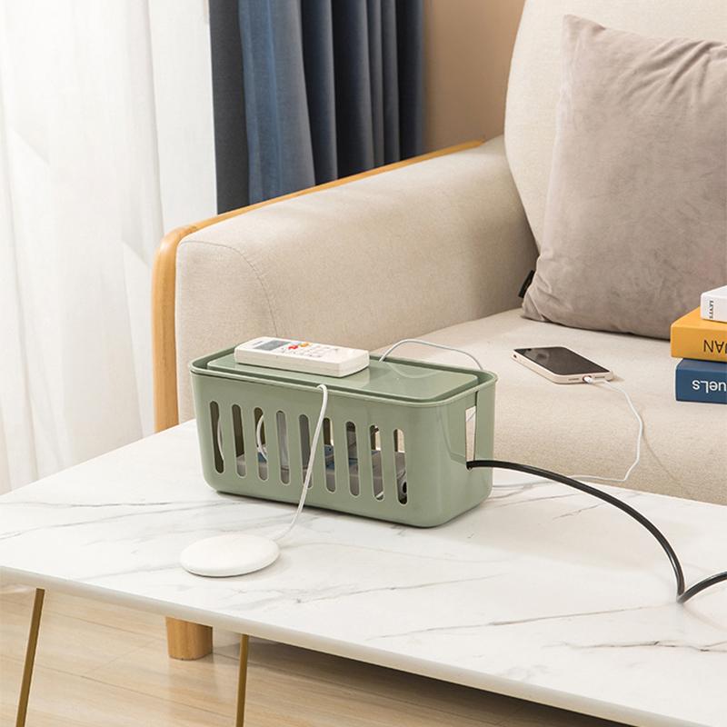 Steckdosenleisten-Aufbewahrungsbox Hohl Wärmeableitung Einfach 6 Ladelöcher Kabelcontainer für Zuhause Erbsengrün