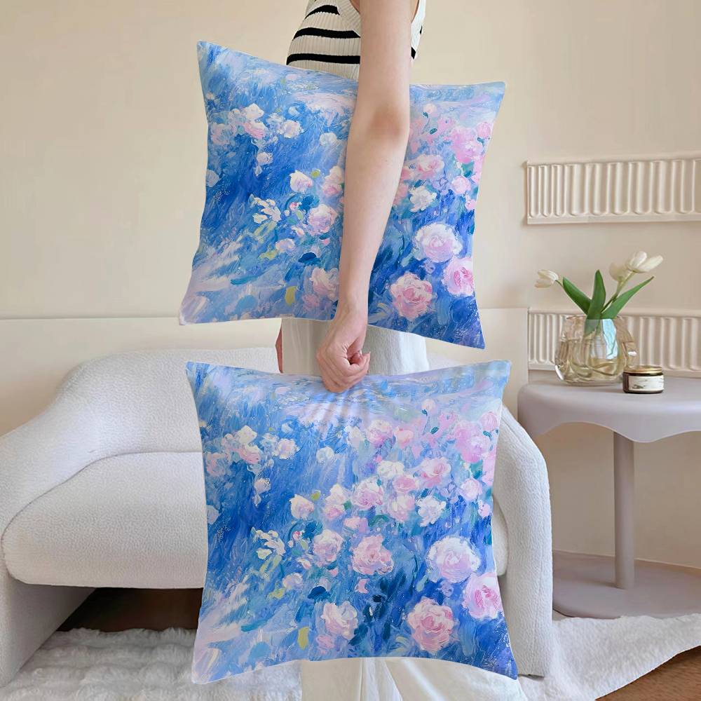Flower Vase Pillow Case Sofa and Living Room Decorative Cushion Covers Dust-proof and Mite-proof Invisible Zipper