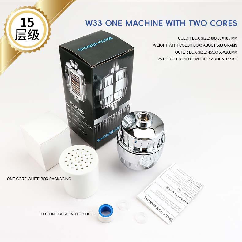 15 Stages Shower Water Filter Tap Water Remove Chlorine Heavy Metals Filtered Soften Hard Water Shower Head Filtration Purifier