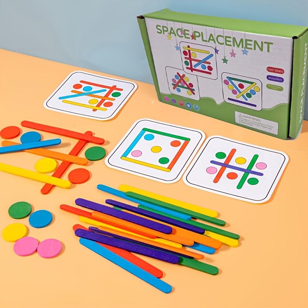 Wooden Colorful Stick Toys Stimulate Children's Image And Color Discrimination Ability Through Interesting Puzzle Games.