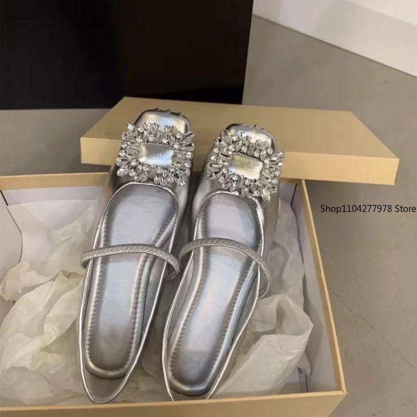 Fashion Women Ballet Flats Soft Leather Slip-on Casual Shoes Fashion Square Toe Pumps Office Lady Work Thin Shoes Female Mary Jane Shoes