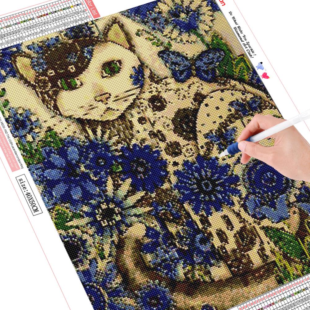 

HUACAN 5d diy алмазная живопись крестиком ручная роспись кошка Алмазная вышивка Алмазная мозаика полный узор Стразы Full Round 20*30 cm