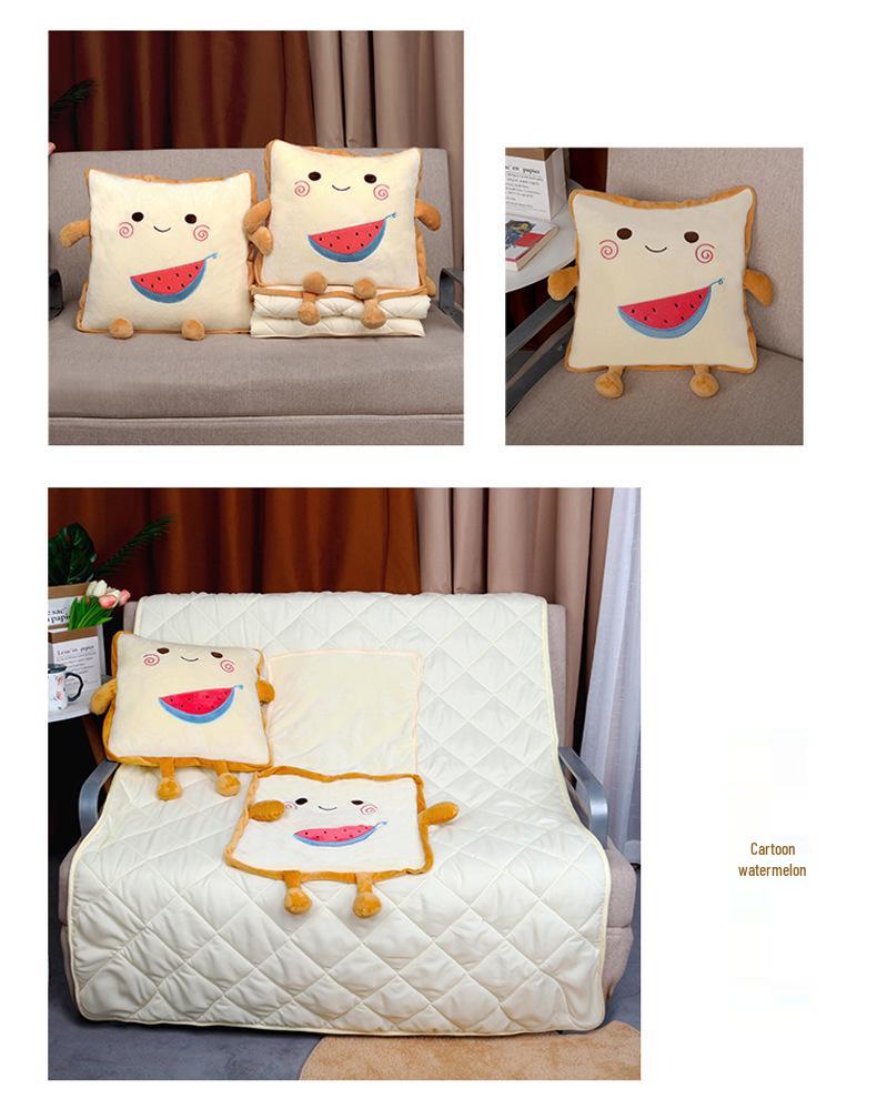 Two-in-One Embroidery Throw Pillow and Quilt: Logo Print Cushion for Bed, Car, Office, or Nap