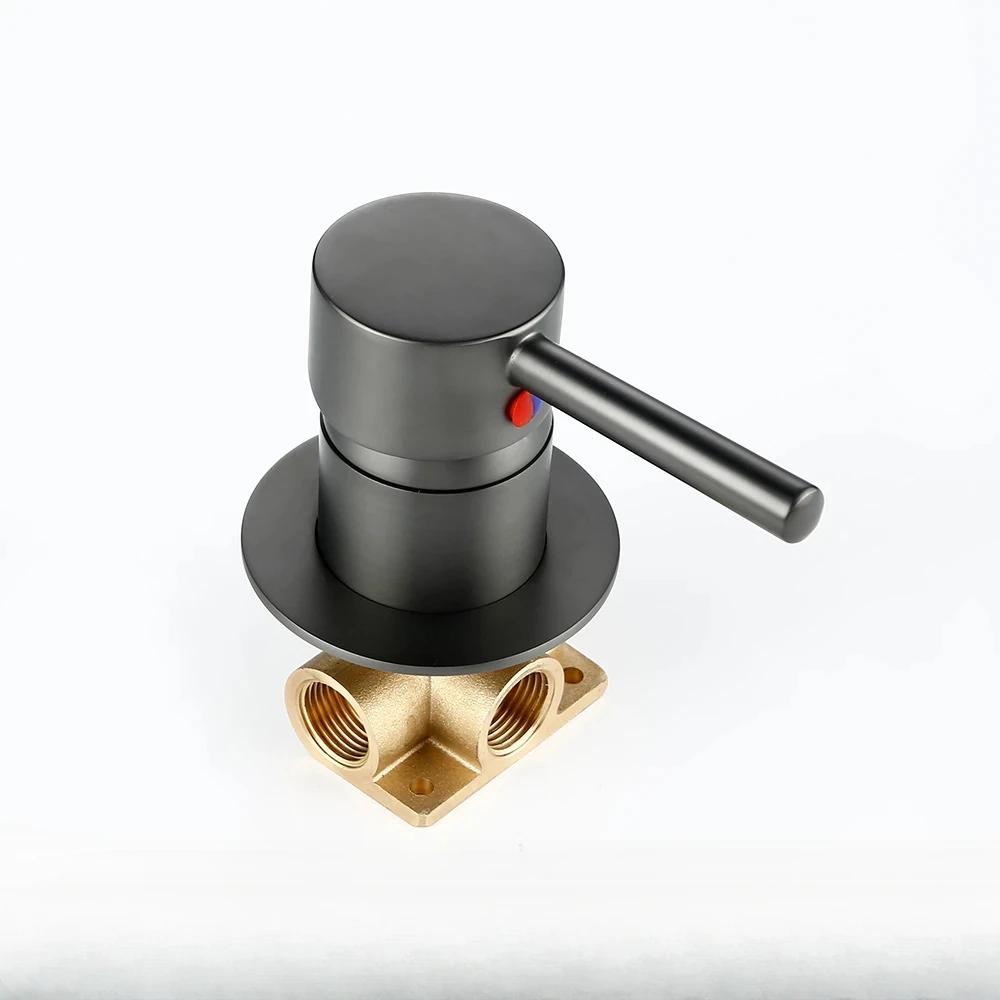 Rubinetto Miscelatore in Ottone Rubinetti Acqua Bagno Valvola Deviazione Doccia Cromo Nero Incasso Bifunzionale Valvola di Controllo Caldo Freddo