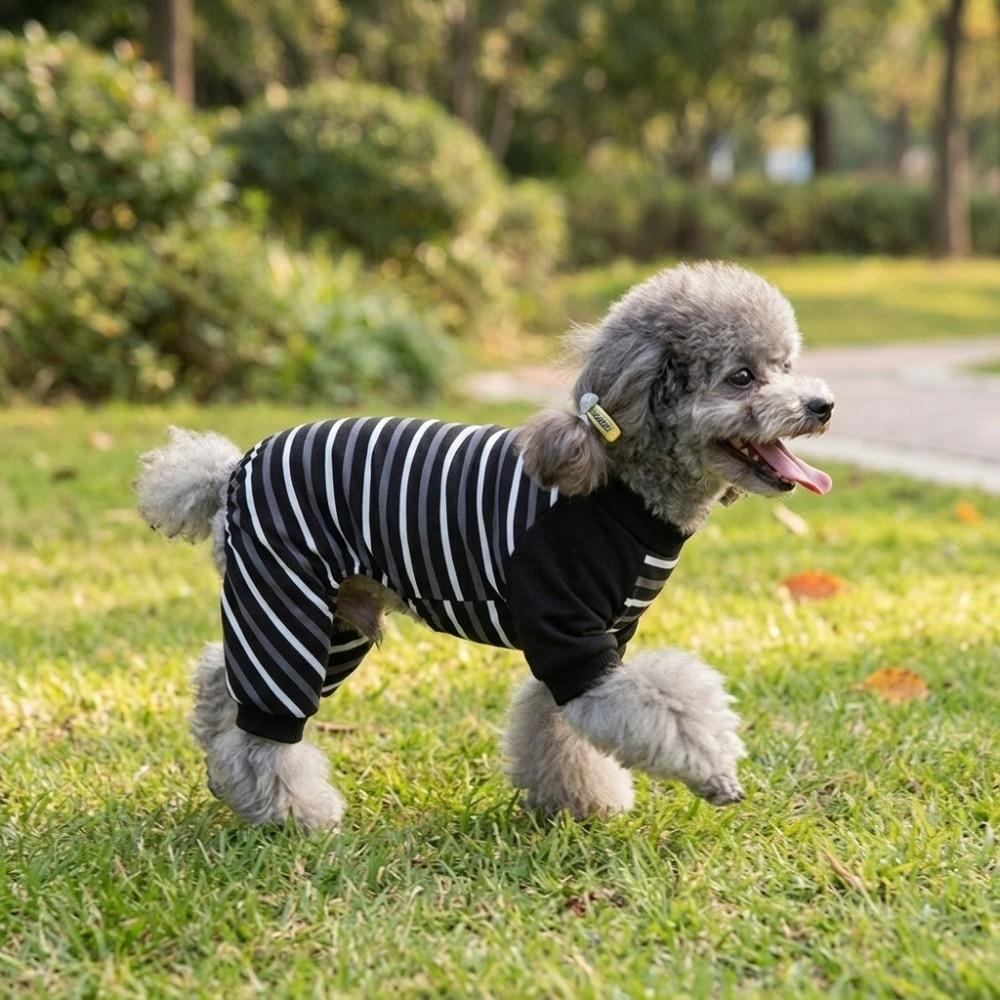Light Weight Pet Jumpsuit Striped Print Cat Home Wear Pet Loungewear  Small Breed Use