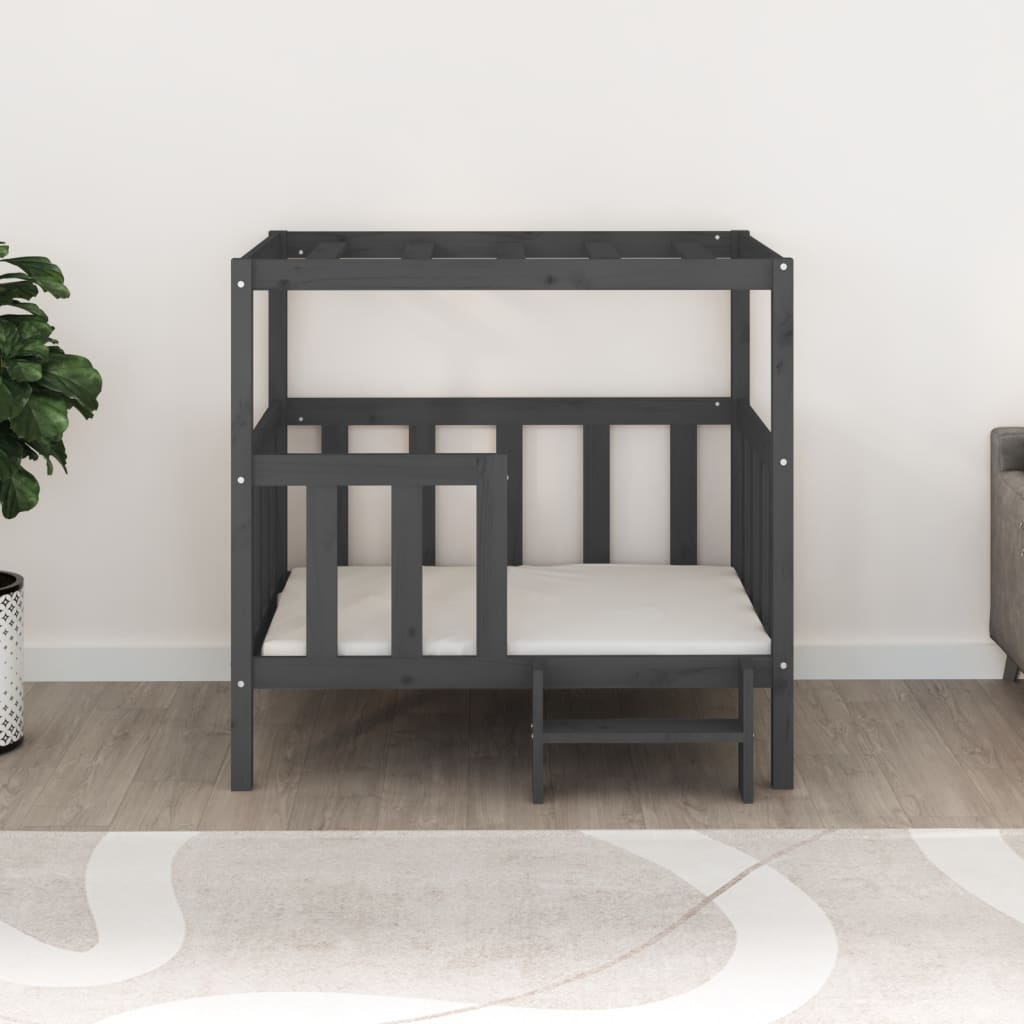 Vidaxl Dog Bed, Grey, 105.5X83.5X100Cm, Solid Pine Wood