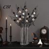 Halloween Eyeball Decorations Black Artificial Branches, Scary Eyeballs Picks with Bats Pine Decoration Branch Cones for Gothic Vase Filler,
