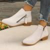 Trendy plus-size platform solid color pointed side zipper Martin boots for women's 2025 spring and autumn new short women's boots