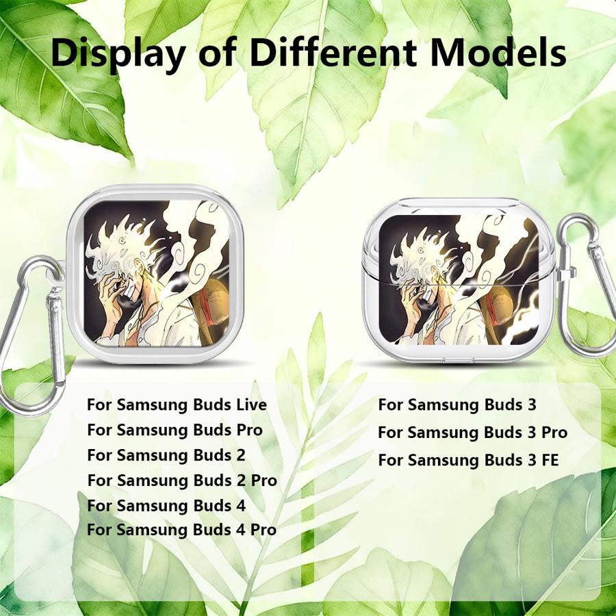 Case For Samsung Galaxy Buds 2Pro 3Pro 2 4Pro Live 4 Pro 3 FE Clear Earphone Cases Cover With Hook Anime Ones Pieces Cool