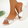 Fashion Fashion Bow-knot Women's Summer Wear High Heels New One-word Wear One-foot Slip-on Open-toe Sandals and Slippers