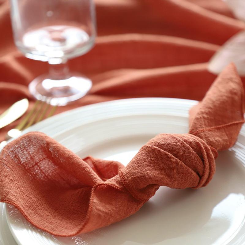 Set of6 Cotton Cloth Napkins Gauze 32x32cm Fabric Kitchen Tea Table Towels for Home Wedding Decoration Christmas Napkin CJB001