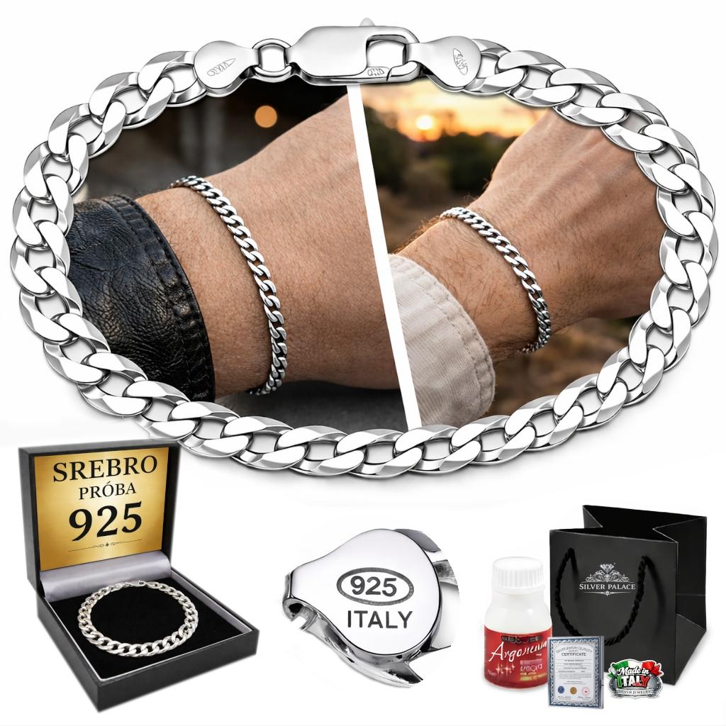 FULL Silver Men' Bracelet 4.5mm 925 SILVER Bracelet ITALIAN Cuirass