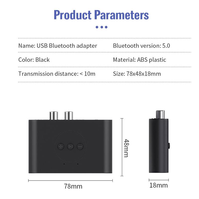 B21 Bluetooth-compatible 5.0 Audio Receiver U-Disk RCA 3.5mm AUX Jack Stereo Music Adapter