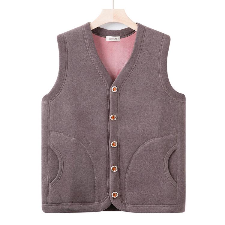 Middle-aged and Elderly Women's Warm Vest Plus Velvet Thickened Vest Grandma's Winter Warm Top Mother Plus Velvet Waistcoat