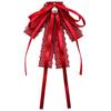 Womens Lace Ribbon Bowtie Brooch Pin Student JK Uniform Shirt Jabot Collar Pearl Pendant Pre-Tied Bowknot Necktie Clip
