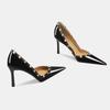 Super Hoher Absatz Nieten Stiletto Einzelne Schuhe Mode Spitze Patentleder Slip-On Niedrige Schuhe