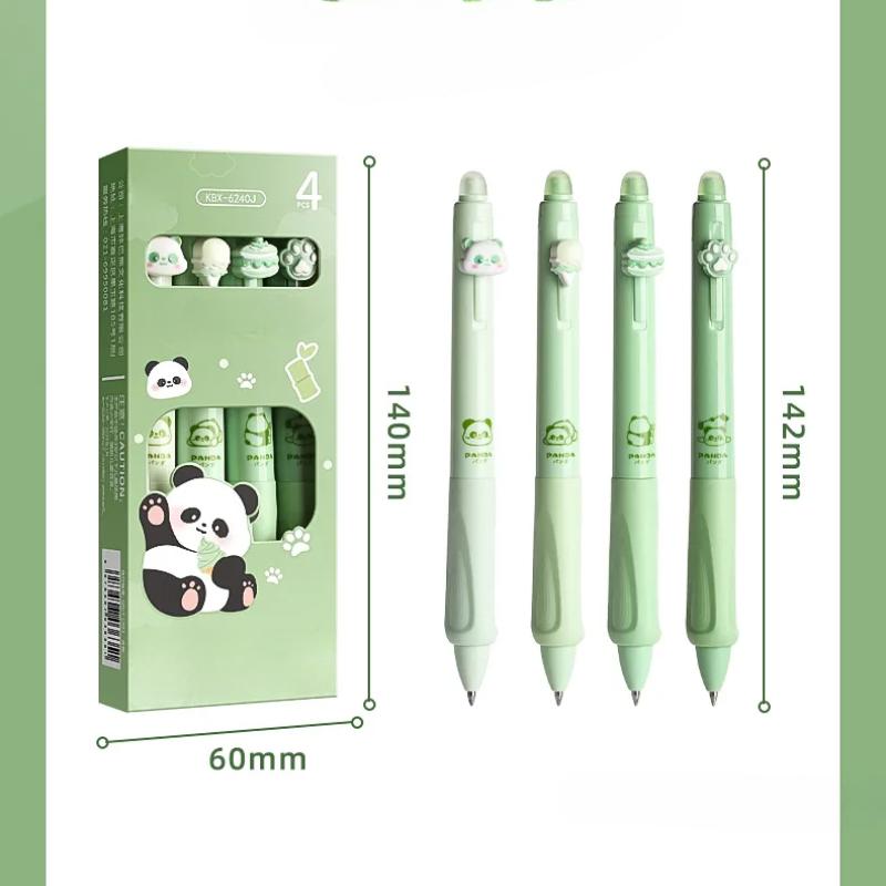 4 Pcs Erasable Pen Neutral Pen Cartoon Sleeve Button Pen Upright Posture Thermal Eraser High Aesthetic Value Press Protection