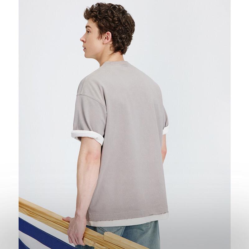 NVG·YOUNG Men's Distressed Cotton Round Neck Short Sleeve T-Shirt