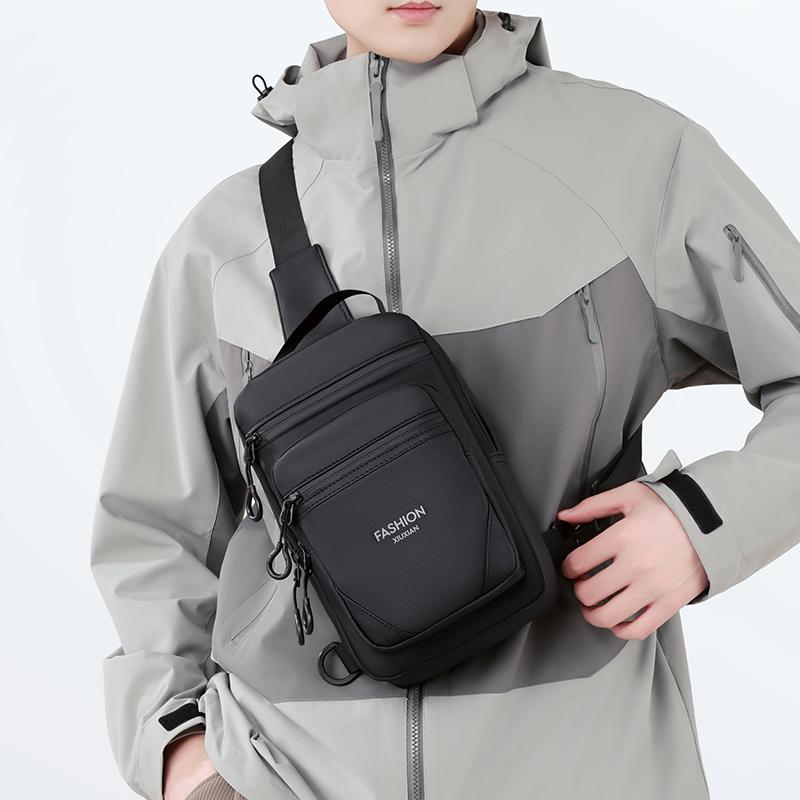 Men's Chest Bag Sports Commuter Shoulder Bag Multifunctional Nylon Large Capacity Outdoor Crossbody Bag