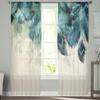 Peacock Feathers Green Curtain Window Tulle For Living Room Bedroom Kitchen Chiffon Sheer Window Treatment Decorations