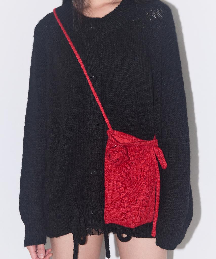 Illigo Fleur Diamond Knit Crossbody Bag Red