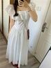 French ruffle edge one-word shoulder dress children's summer new super good-looking niche design temperament long dress