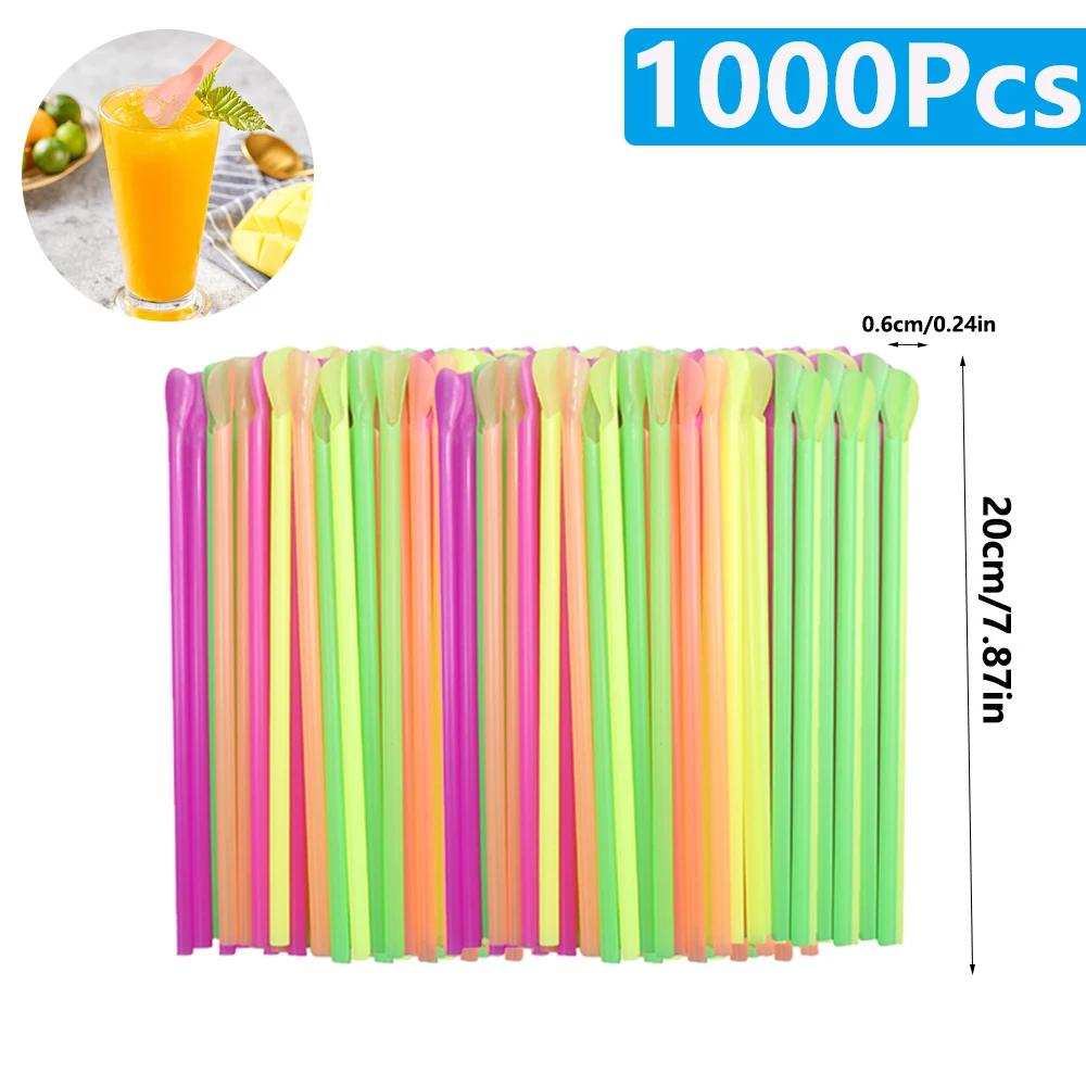 50-1000Pcs Beverage Spoon Straws Milkshake Smoothie Spoon Strawberry Drinking Straw For Party Bar Birthday Supplies Wholesale