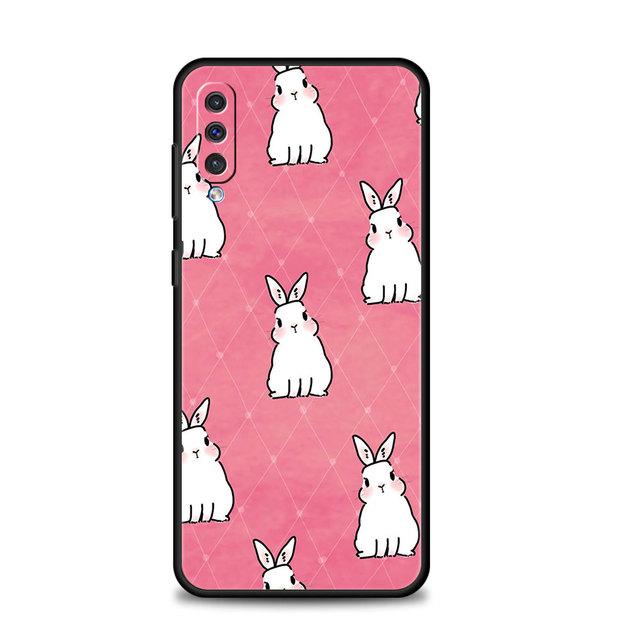 Pouzdro Flower Love Pink roztomilý králík pro Samsung Galaxy A70 A70s A50 A30s A04s A20s A20e A02 A02s A03 A04 A03s M52 A42 M31 kryt