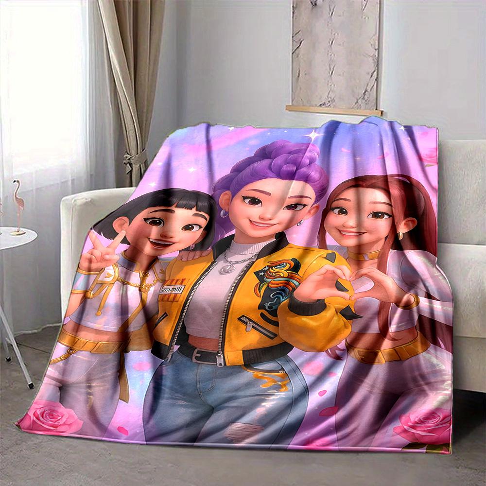 1PC K POP Demon Hunters, Huntrix Blanket, Throw For Sofa, Bed, Travel, Camping, Livingroom,