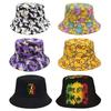 Double Sided Outdoor Sun Hat Hip-Hop Cap Fishing Fisherman Graffiti Hat Men Women Animal Letter Print Panama Bucket Hats