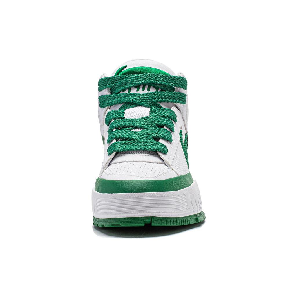 Li Ning Mileage Slip Resistant Abrasion Resistant Mid Top Skateboard Shoes Men's White Green AGCT283-3