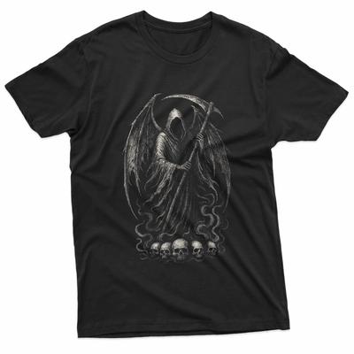 Grim Reaper Skeleton Goth Gothic Horror Skull Alt Aesthetic 100% Cotton T-shirt Mens Tees Top