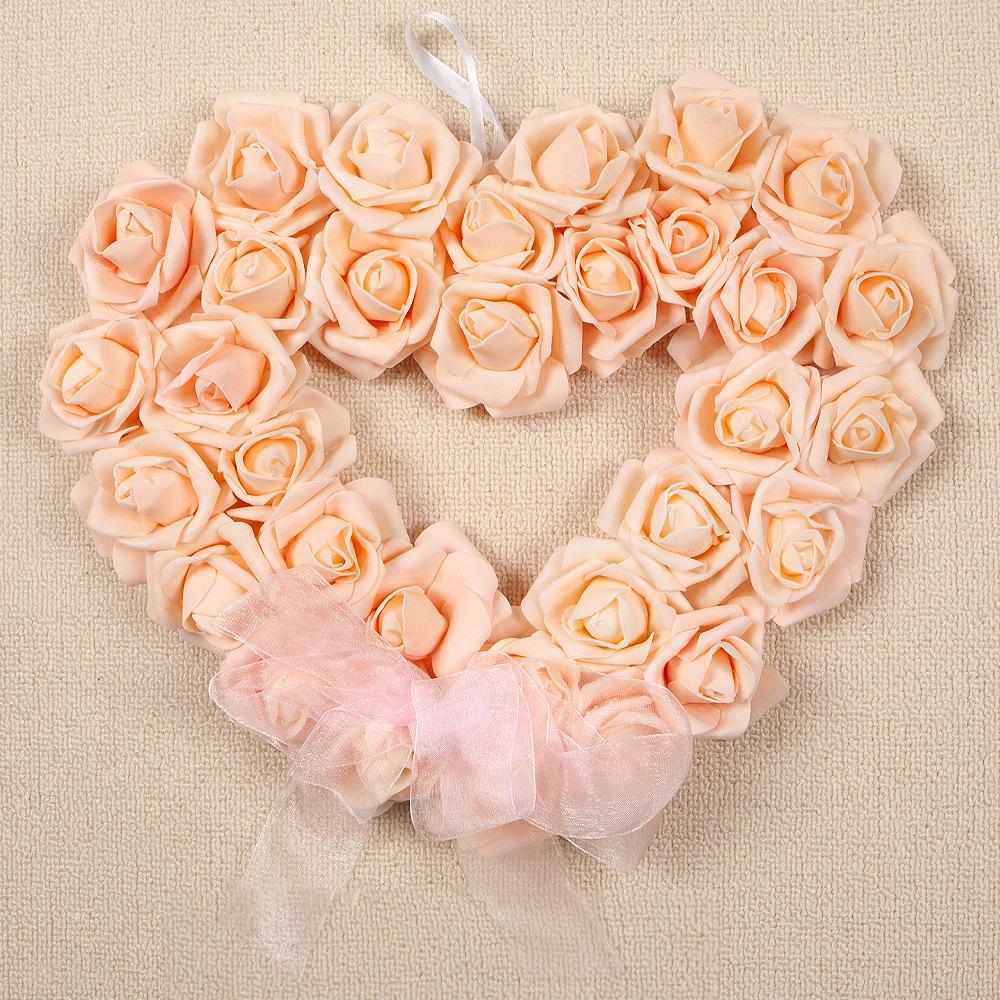 Valentine'S Day White Rose Wreath 2024 Romantic Love Wreath Outdoor Wedding Scene Arrangement Props
