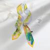 French green small long narrow silk scarf women's spring and autumn pointed corner tied bag ribbon braided hair band headgear scarf streamer belt