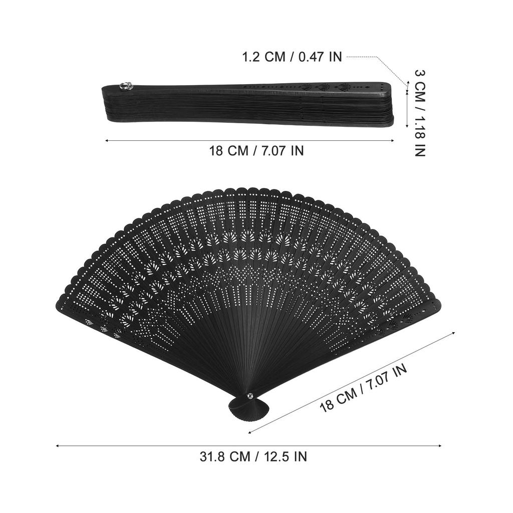 Bamboo Folding Fan for Men and Openwork 42 Bamboo Japanese Traditional Heat Summer Tea Black [Milisten] Women, Compact, Ultra-lightweight, Design,
