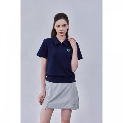 Navy Flat Collar Smile Heart Top
