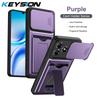 KEYSION Card Slot Holder Bag Phone Case for ZTE Blade A36 Slide Camera Protection Kickstand Shockproof Back Cover for Blade A36