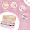 Cute Canvas Pencil Case Student Color Block Stationery Storage Bag Multifunctional Large Capacity Pen Bag Organizer Pouch