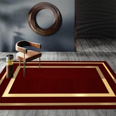 Covor de Lux Culoare Roșu Vin cu Margine Aurie pentru Sufragerie Covor Anti-Alunecare Super Moale Îngroșat Covoraș Lavabil Mecanic Mat Dreptunghiular Decor Casă