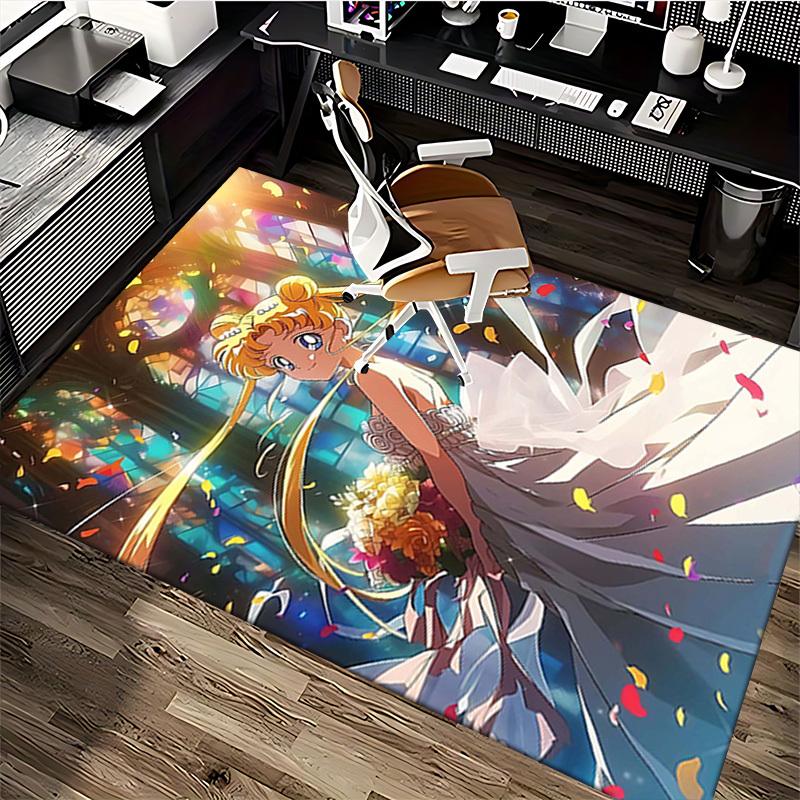 1pc Sailor Moon Anime Cartoon Design Chair Mat - Non-Slip Carpet for Office, Home Decor, Living Room, Bedroom, Game Room - Perfect Gift for Fans.O054
