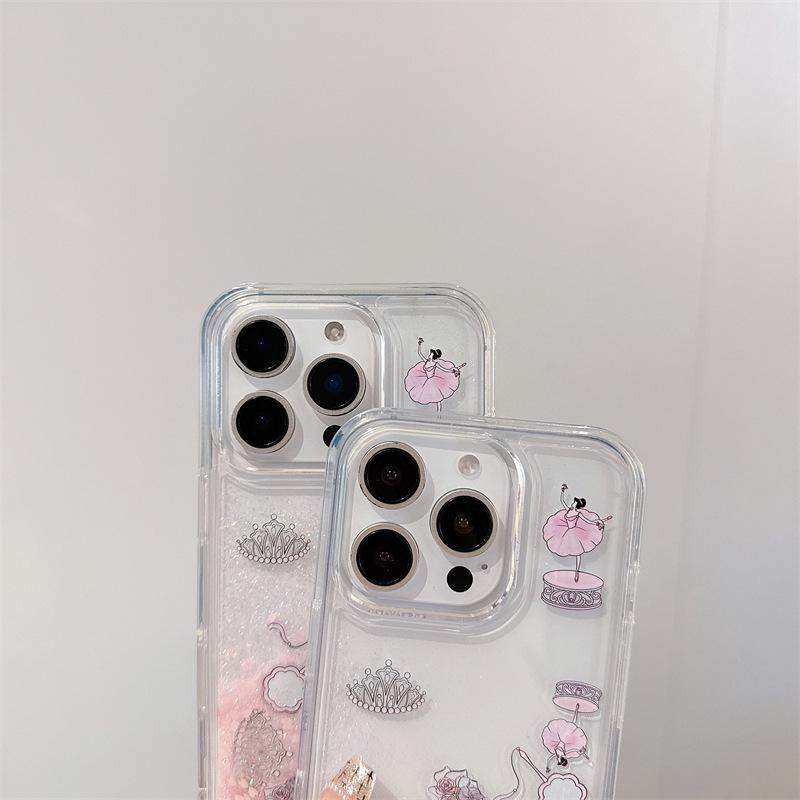 Princess Makeup Bag & Quicksand iPhone 16 Pro Max Case - Cute Apple 15-17 Accessories