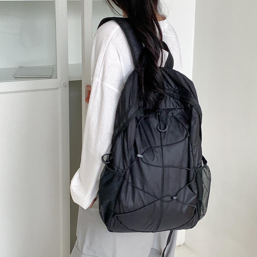 Korean Casual Style Nylon Backpack for Women's Travel, Lightweight Design, Niche, Large Capacity Student Outdoor Hiking Bag