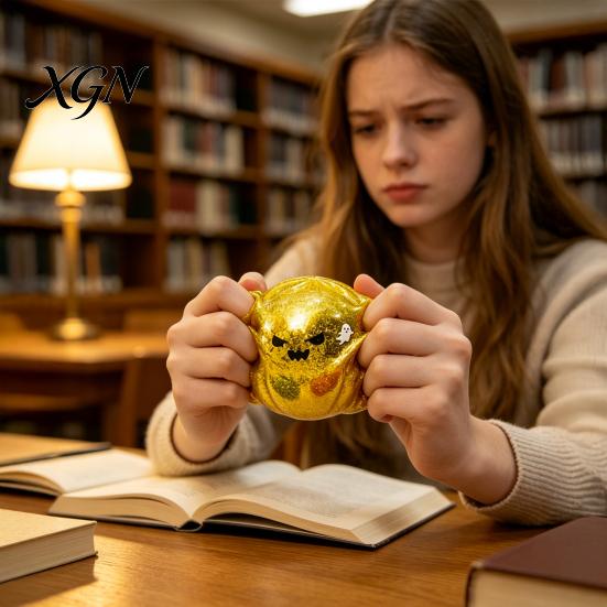 Calming Toys for Anxiety Halloween Glitter Dumpling Squeeze Toy, Slow Rising Soft TPR Fidget Toy Tpr Adults Kids, Palm Size Decompression Ball Relief