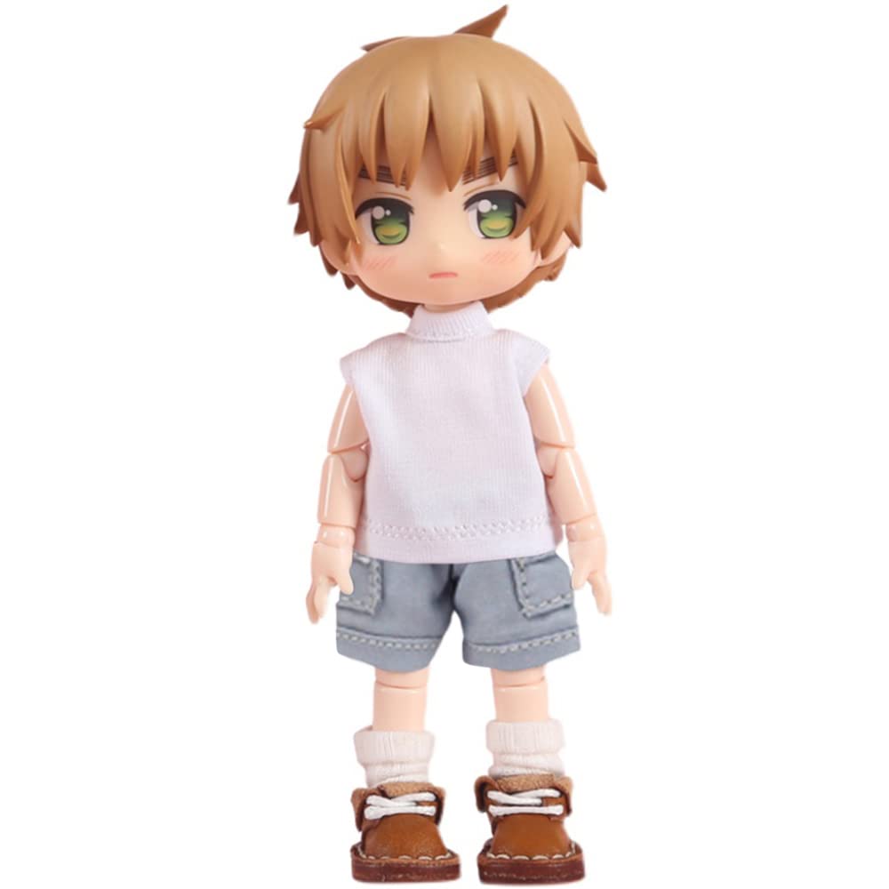 Niannyyhouse OB11 Size Obitsu Doll 11cm Body Cowboy Shorts Long Vest Pocket Cargo Pants Doll Clothes 112 BJD Doll Clothes (long, Blue)