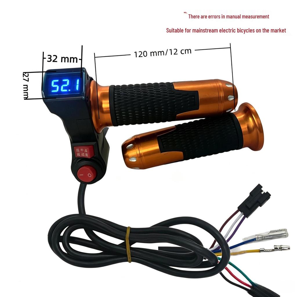 Blue Display Electric Vehicle Throttle Grip with Rice Grain Switch & 3-Speed Voltage Control