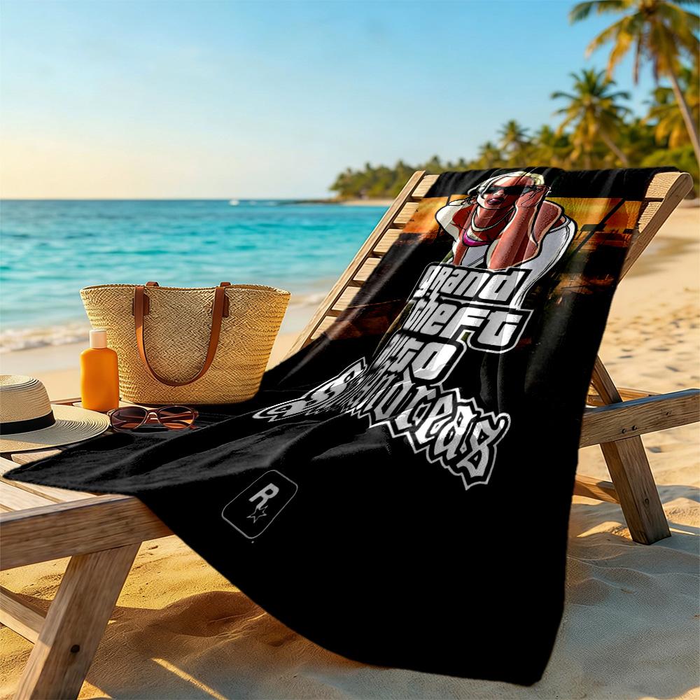 Gta Beach Towel High Absorbency Quick-Dry Comfortable Lightweight Suitable for Sports, Travel, Swimming, Yoga, Bathroom, Beach, And Pool