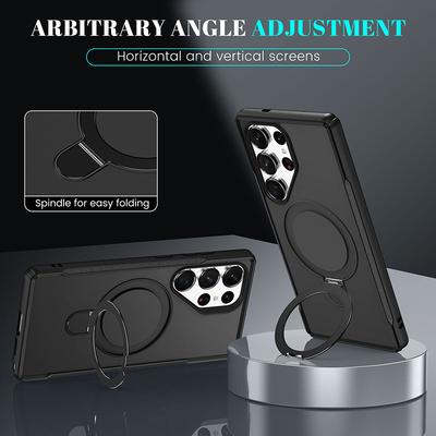 Suitable for Samsung S25ULTRA Mobile Phone Case A54 Four Corner Anti Fall PC Metal Magnetic Suction Bracket A55 Protective Case