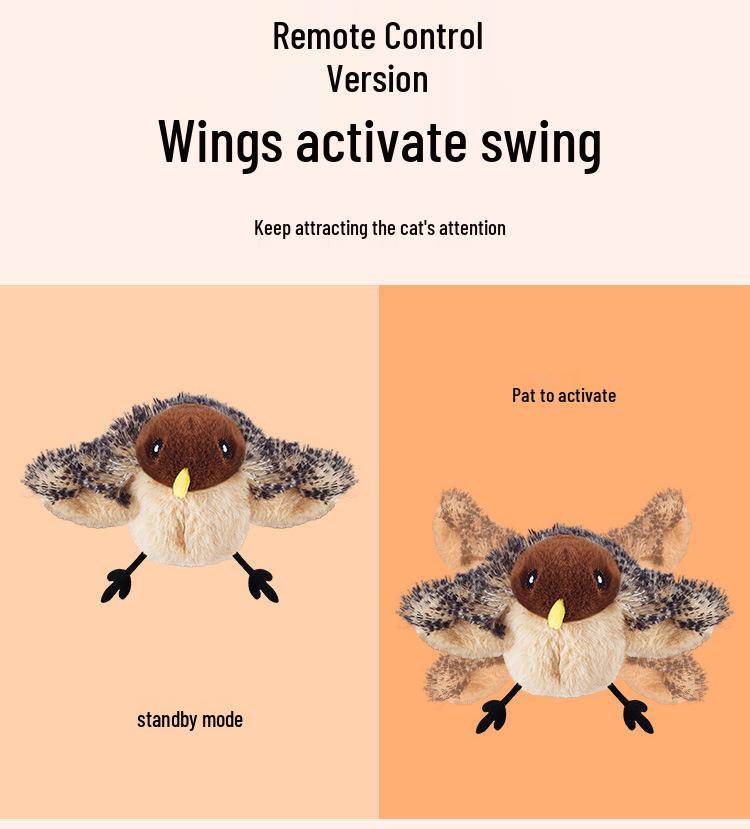 Remote Control Electric Sparrow Cat Toy - Interactive Self-Play Wings Simulator for Cats